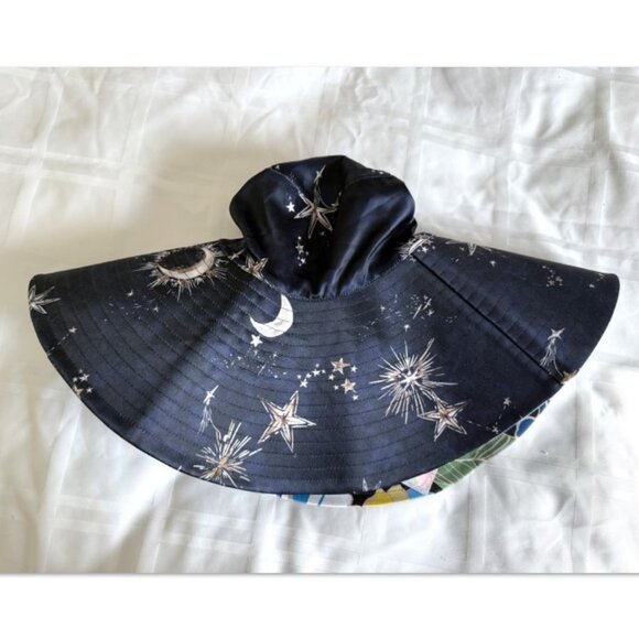 Johnny Was Zolita Reversible Beach Hat Floral Celestial Super Nova Wide Brim NWT main image 4